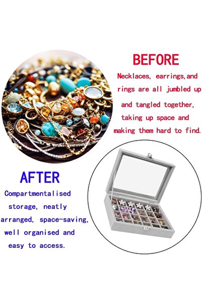 Duomama Velvet Jewelry Box Organizer with Clear Display Window