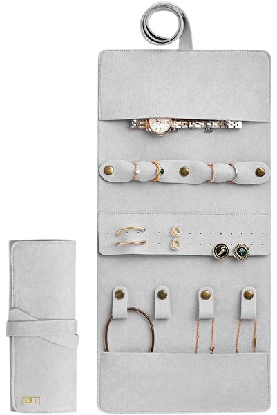 Generic منظم مجوهرات فاخر للسفر من L2L - خفيف الوزن للغاية وقابل للطي، لون رمادي