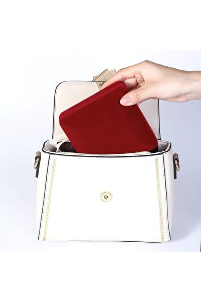 Bukela Portable Ring Organizer Jewelry Case for Rings, Earrings, Brooches (Red)