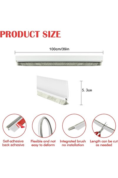 Aputue Door Sweep 5.2CM Wide, 1m Brush Thermal Insulation & Soundproofing Strip