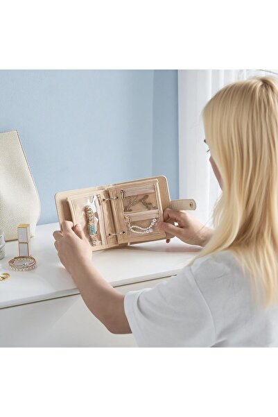 Lolalet Travel Jewelry Organizer Case, Velvet Pouch - Beige, Small