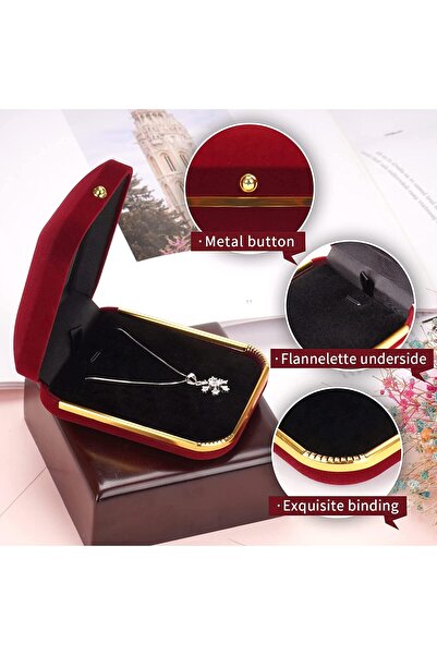 SYOSI Velvet Necklace Pendant Jewelry Gift Box (Wine Red)