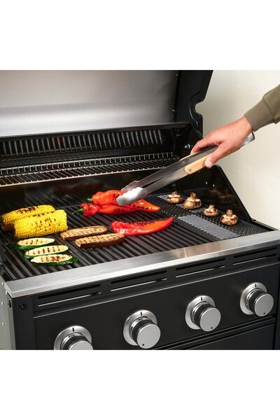 Generic 3-piece barbecue tools set, stainless steel/beech