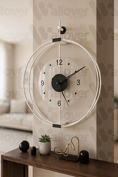 Wallover Design XL Boy Rosa Beyaz/Siyah Premium – Çift Çemberli Lüks Büyük Se...