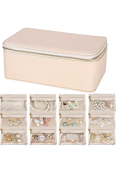 Homarket Jewelry Box with 12 Velvet Pouches Travel Leather Jewelry Case for G...