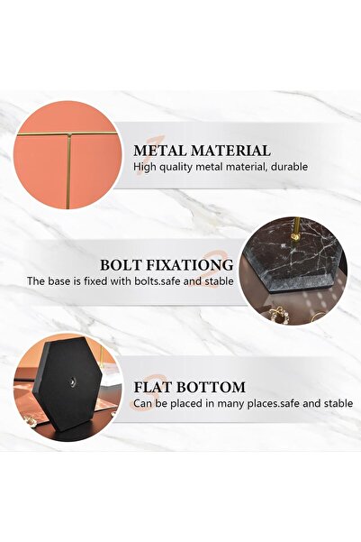 Yelajoy Jewellery Organiser Stand T-Bar Necklace Display with Marble Tray (Black)