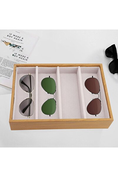 Generic 4 Slot Sunglasses Organizer Tray Eyewear Glasses Display Organizer with Velvet Interior