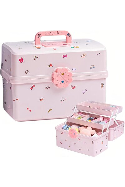 bolivia's منظم إكسسوارات الشعر - صندوق تخزين مجوهرات وإكسسوارات شعر وردي