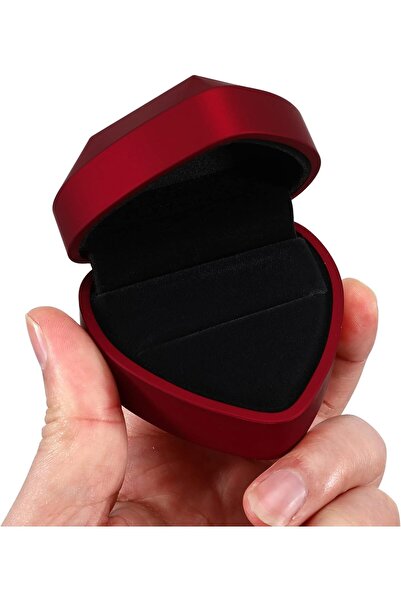 Generic Heart-Shaped Ring Box with LED Light - Red Ring Case for Proposal, Engagement, Wedding