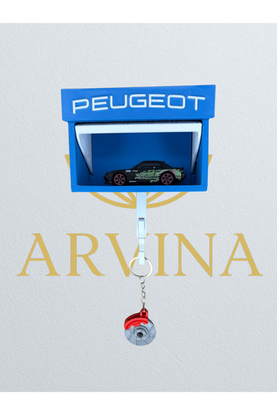 Arvina Atelier PEUGEOT 3D Duvar Anahtarlık Askısı ve Mini Garaj Standı | Deko...