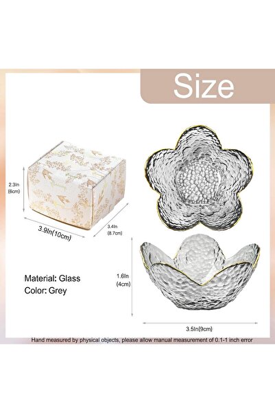 Binoster Glass Flower Trinket Dish - Grey (9cm)