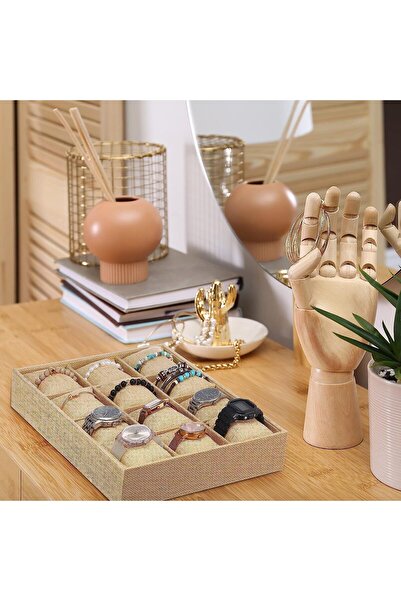 TERRIFI 12 Slots Grid Watch Organizer, 12-Grid Jewelry Display Tray with Pillows