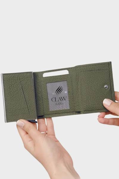 clawleather Genuine Leather Mechanism Wallet