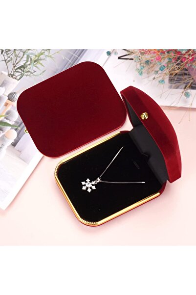 SYOSI Velvet Necklace Pendant Jewelry Gift Box (Wine Red)