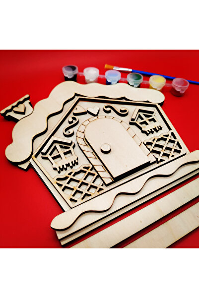 OEM Wooden creative set - Gingerbread House, 24 pieces, paint set, 19 x 19.5 cm