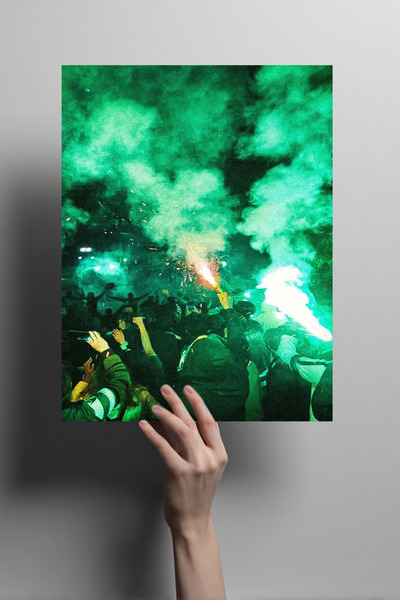 Genel Markalar Yeşil Meşaleli Ultras Taraftar Metal Poster – Dekoratif Duvar ...