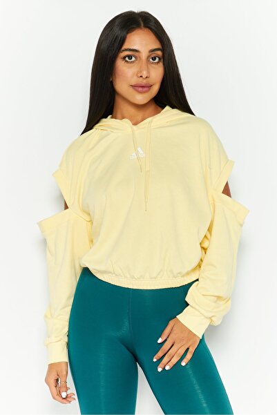 adidas Women Sportswear Fit Long Sleeves Outdoor Sweatshirt, Light Yellow