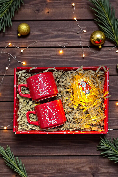 Zemtigo Yılbaşı Çay Kahve Fincan Takımı Ve Noel Baba Kristal Elmas Abajur Kut...