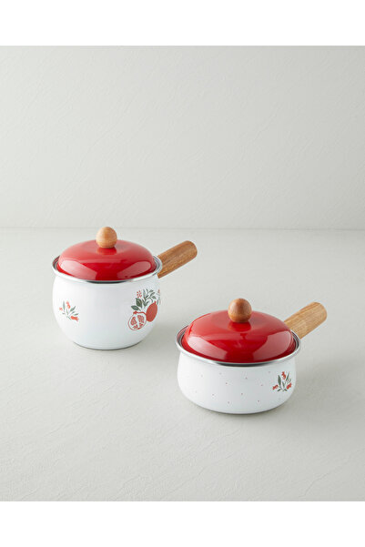 English Home Garnet Enamel Sauce Pot 1.6L Red