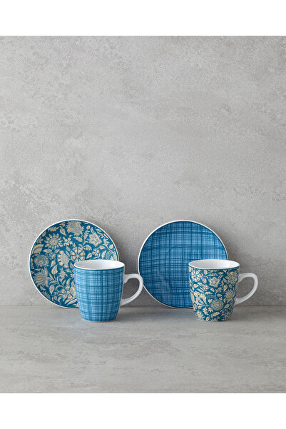 English Home Ember Porcelain 4 Piece Coffee Cup Set for 2 People 80 ml Turquoise