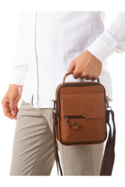 Newish Polo Erkek Suni Deri Telefon Bölmeli Çapraz El Ve Omuz Çantası