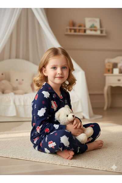 zavera for kids Children's Unisex Penguin Detailed Pajama Set - 100% Cotton