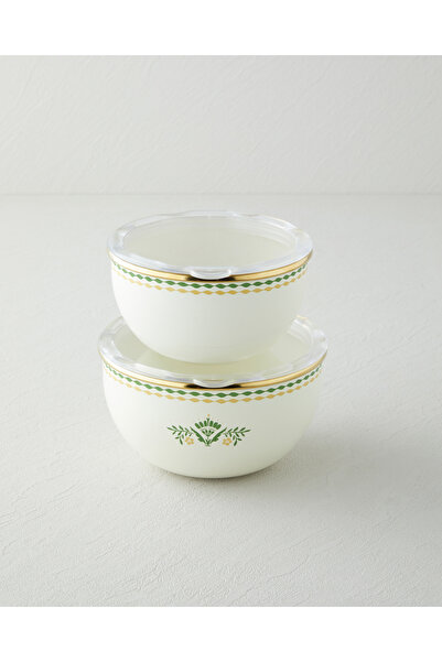 English Home Botanic Garden Enamel 2-Piece Storage Container 0.75 X 1.20 L Green