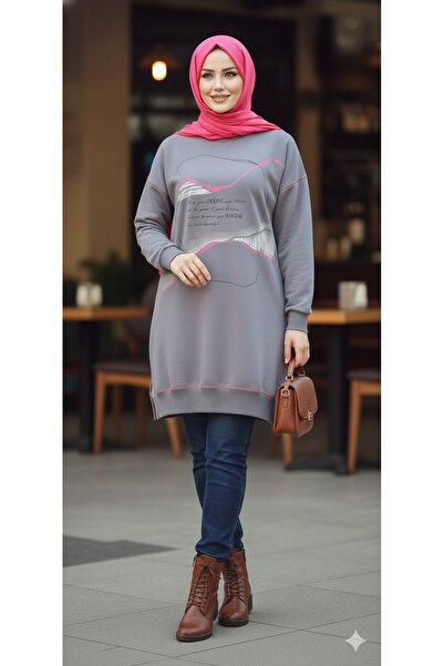 MODA Μοντέρνα σχεδίαση Α ποιότητας τουνίκ 2 κλωστών με ροζ λεπτομέρεια γραφής...