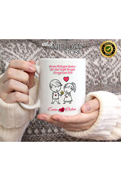 WİLLOW STORE Valentine's Day, Special for Lovers, Love, Affection Porcelain M...