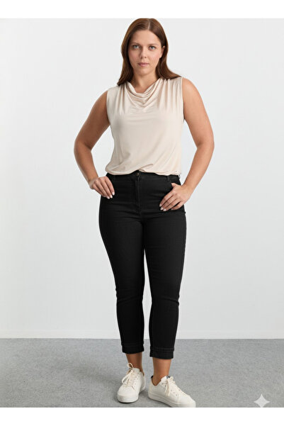 Selen Siyah Kadın Normal Taşlı Pantolon 25KSL5460