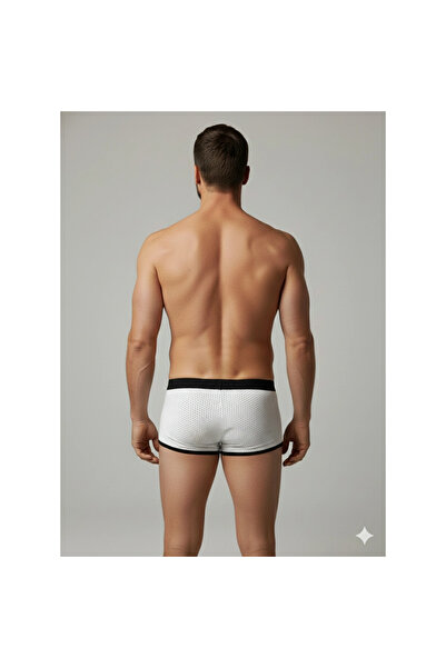 Narnuga Mi̇raxx Men's White B Piped Mesh Boxer