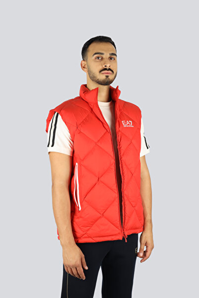 EA7 Men's Sleeveless Mock Neck Inflatable Zipper Closure Red Vest 7m001002 Af15923-U5008
