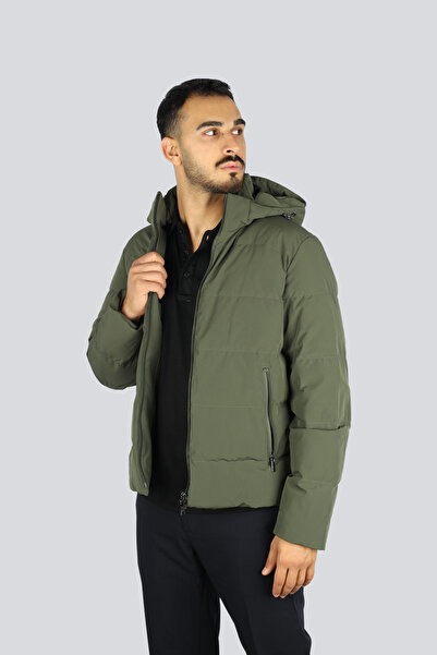 PAUL&SHARK Men's Regular Fit Quilted Patterned down Filled Hooded Green Jacket 15312007-089