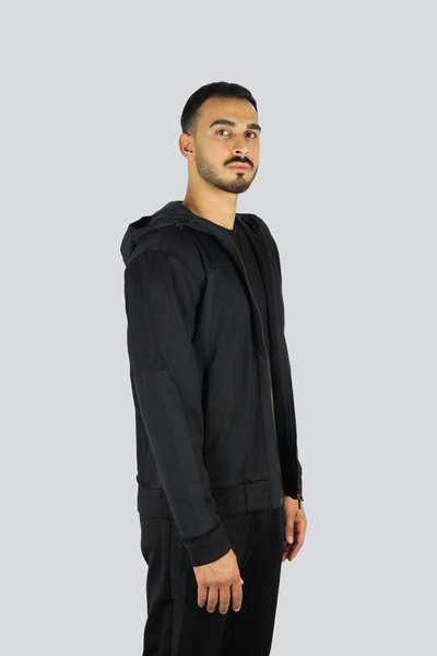 PAUL&SHARK Men's Regular Fit Flexible Fabric Hooded Regular Leg Black Tracksuit Set 15311509-011