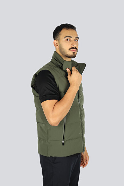 PAUL&SHARK Men's Quilted Patterned Padded K Hooded Green Vest 15312006-089