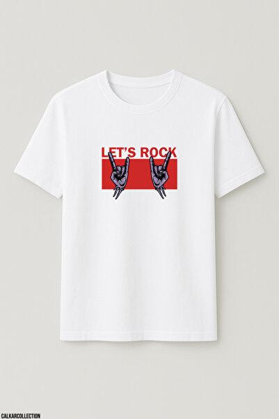 CALKARCOLLECTION Unisex Oversized Let's Rock T-Shirt