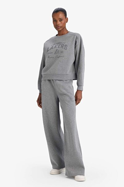 DeFacto Nba Los Angeles Lakers Wide Leg Pocket Wide Leg Standard Length Sweatpants F8217Ax25Wn