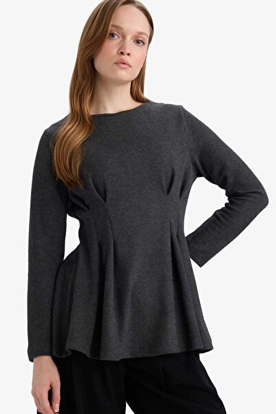 DeFacto Crew Neck Waist-Fitted Long Sleeve Tunic F9781Ax25Wn