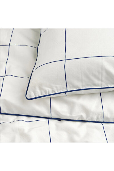 IKEA Bredvecklare Single Duvet Cover Set, White-Blue, 150X200/50X60 cm