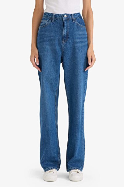 DeFacto Anii 90 croi larg pe picior talie înaltă Pantaloni lungi din denim cu picior drept F5178AX25CW