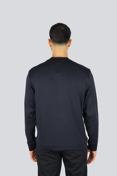 PAUL&SHARK Men's Regular Fit Cotton Logo Printed Round Neck Long Sleeve Navy Blue Sweatshirt 15311862-050