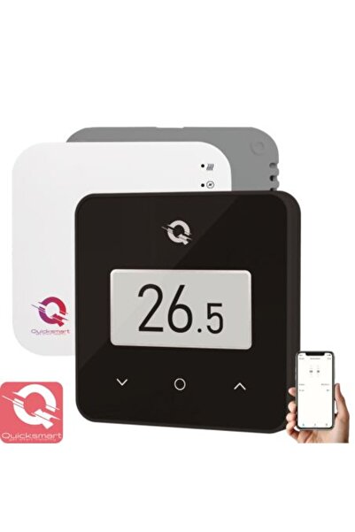 Quicksmart Termostat wireless Q30, baterie Li-ion, afișaj e-ink, panou tactil din sticlă, inteligent, negru