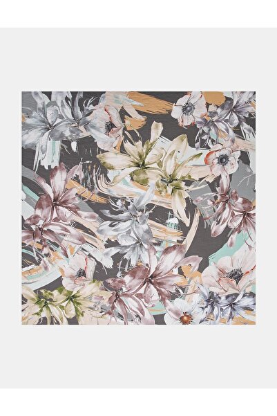 KYR Шал от вискоза със смесен флорален мотив, сив