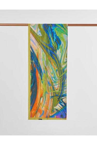 Kayra Brush Pattern Shawl Oil Green