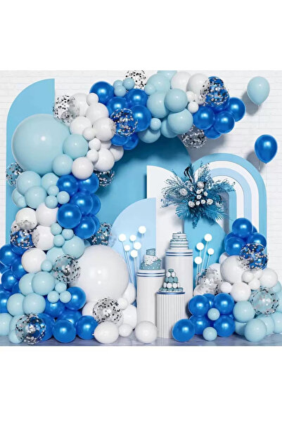 Generic 130pcs Blue White Latex Decorative Balloon Arch Garland Set Party Bal...