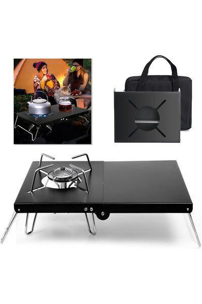 DLC طاولة موقد من الفولاذ المقاوم للصدأ، طاولة موقد تخييم محمولة مقاومة للرياح