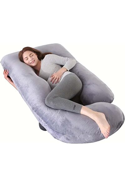 Eworld U-Shaped Full Body Maternity Pregnancy Pillow with Removable Cover, Grey