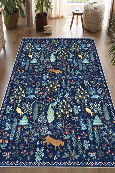 Pelura Halı Dijital Baskılı Modern Desenli Renkli Kaymaz Taban Yıkanabilir Halı