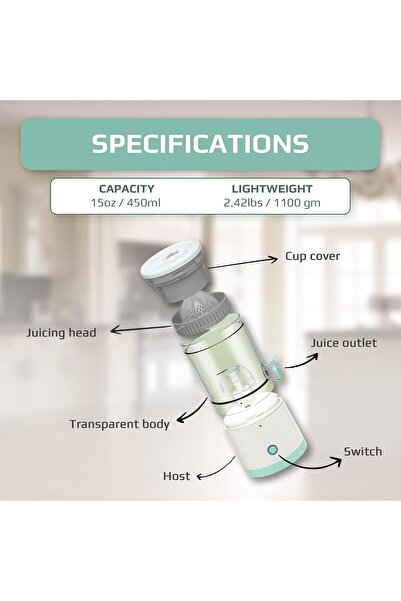 Generic Electric Citrus Juicer – USB-C Rechargeable 45W Motor, 20-Second Quick Juice Maker