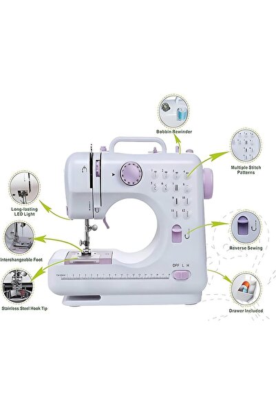 Generic Portable Mini Electric Sewing Machine for Beginners – 12 Stitches, 2 Speeds, Foot Pedal, Light